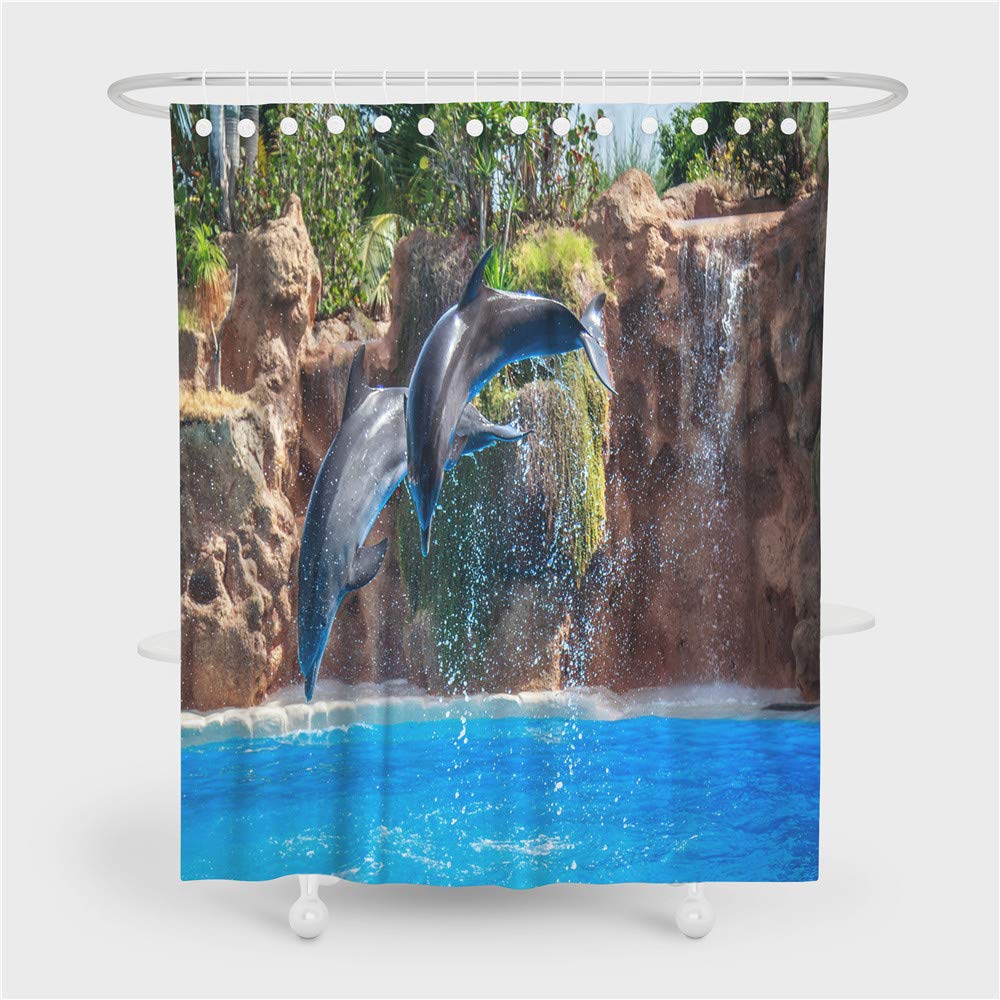 Tenda Doccia Bambini Con Delfini Arcobaleno - Impermeabile 182x182cm Per Bagno Marino - Foto 4