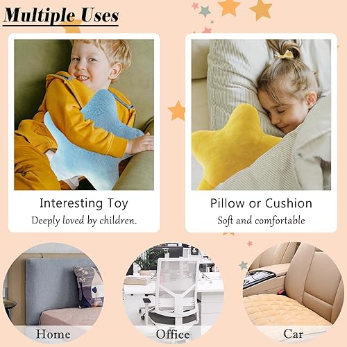 Miniatura 3 de Almohada de estrella de 15.7 pulgadas, almohada de felpa azul en forma de estrella, regalo de decoración de juguete para abrazar