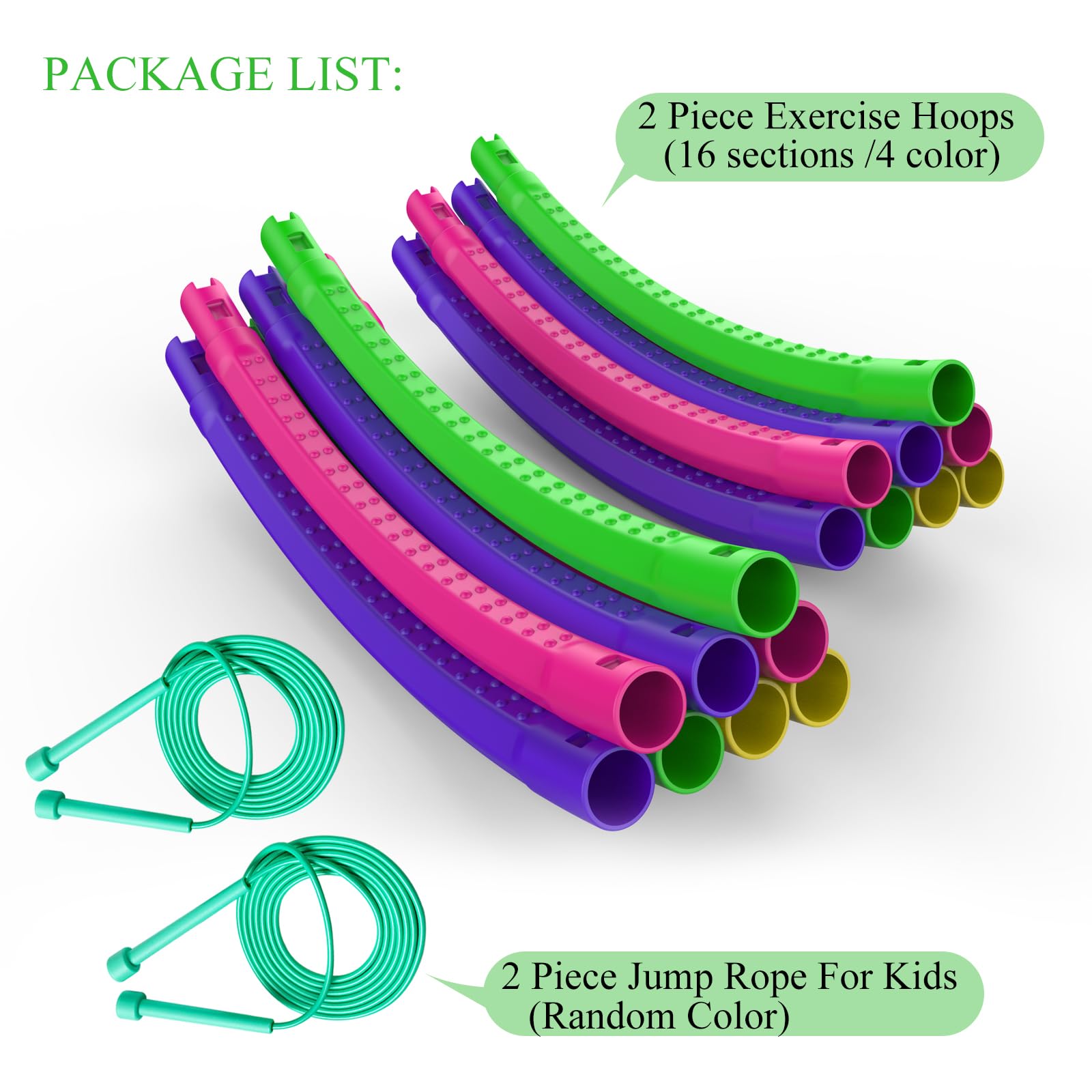 WEOKLL 2 Pack Toy Color Hoop and Jump Rope for Kids,Detachable & Size Adjustable Plastic Colourful Exercise Hoop for Boys and Girls Party Games, Gymnastics, Dog Agility Equipment, Christmas Wreath. - Image 8