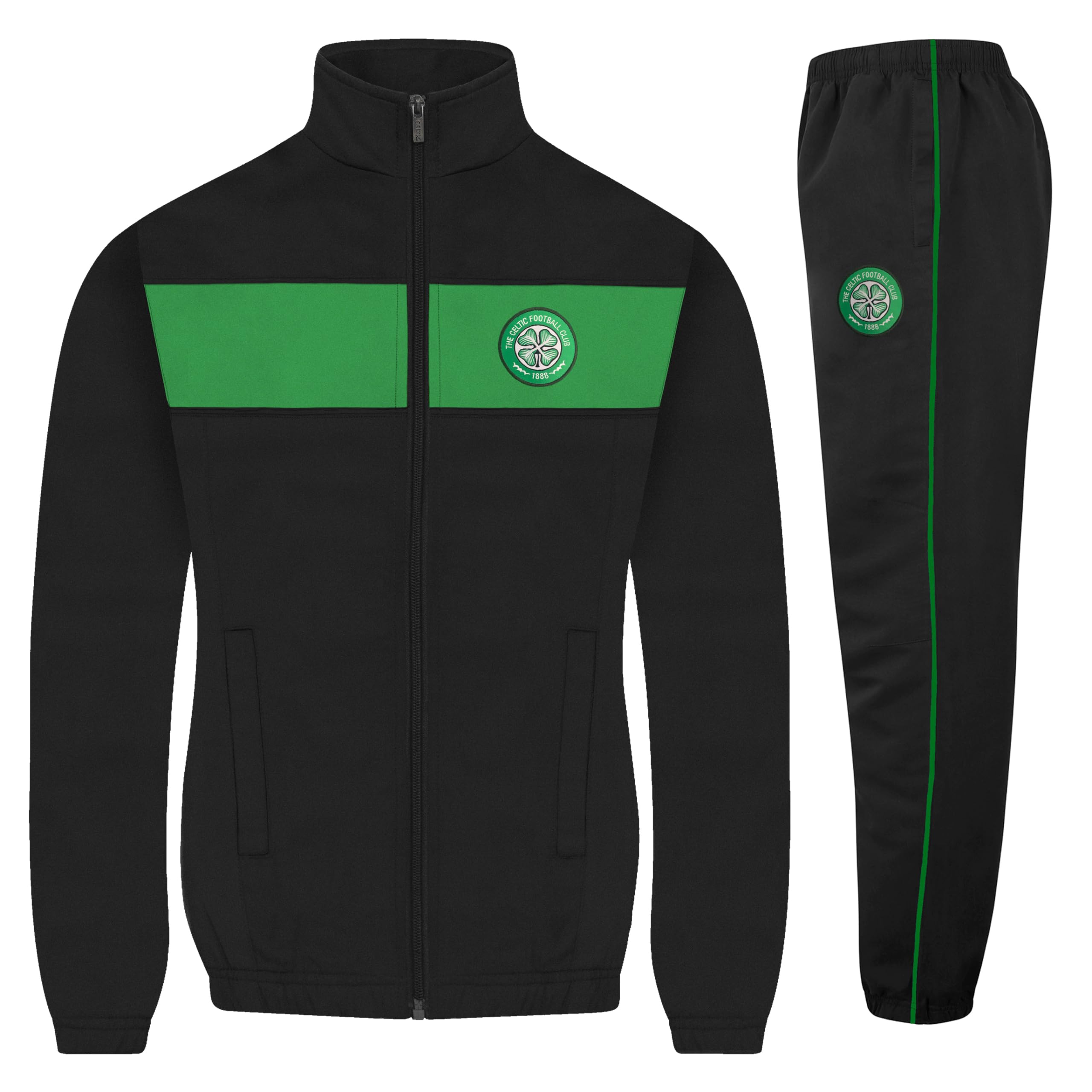 Celtic FC Official Gift Boys Jacket & Pants Tracksuit Set Black 4-5 Years