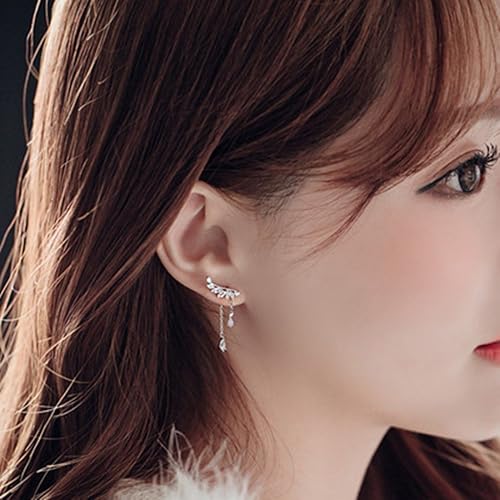 Miniatura 7 de YOQUCOL Angels Wings - Pendientes colgantes largos con circonita cúbica para niñas y mujeres Cristal Circonia cúbica