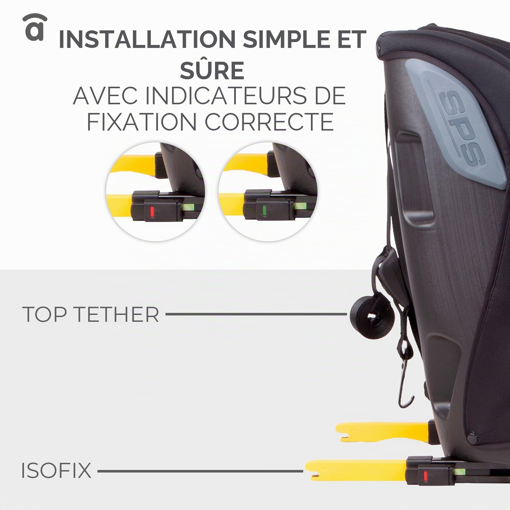 Asalvo PROFIX Siège auto I-Size, installation Isofix et Top Tether, siège auto bébé, appuie-tête réglable, pliable, protection contre les chocs latéraux, 76 à 150 cm, gris