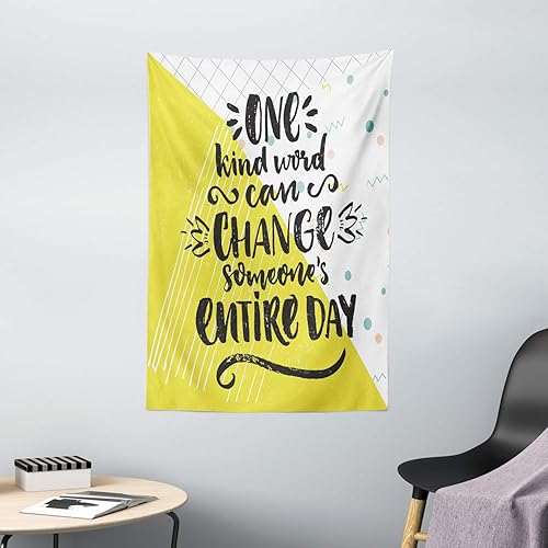 Ambesonne cita tapiz, Memphis estilo icónico 90s diseño Retro un tipo palabra puede cambiar todo Someones día, para colgar en la pared para recámara