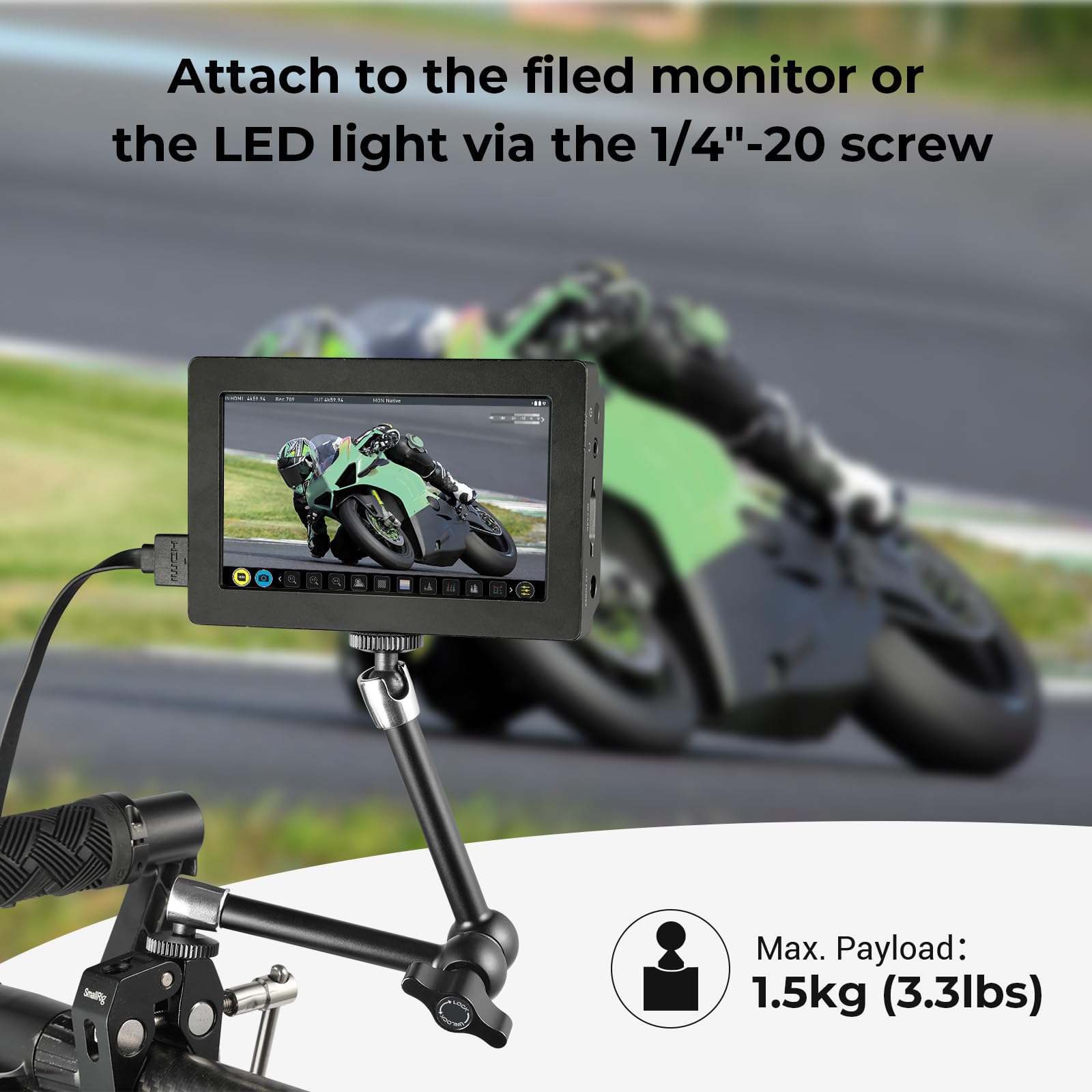SMALLRIG 9,8-calowy Magic Arm 2-Pack, regulowany przegubowy uchwyt cierny z gwintem 1/4"-20, do montażu monitora kamery/światła LED, 5317