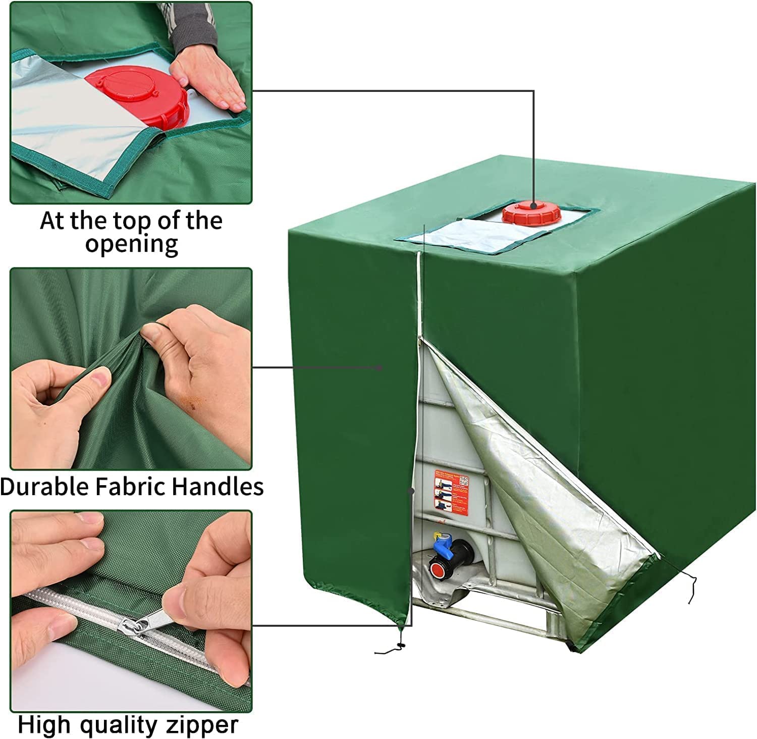 Bache pour Cuve 1000L IBC,Housse de Protection, Anti-UV Anti-poussière Couverture Container Réservoir IBC,Bâche de Protection, éTanche,(120 x 100 x 116 cm)