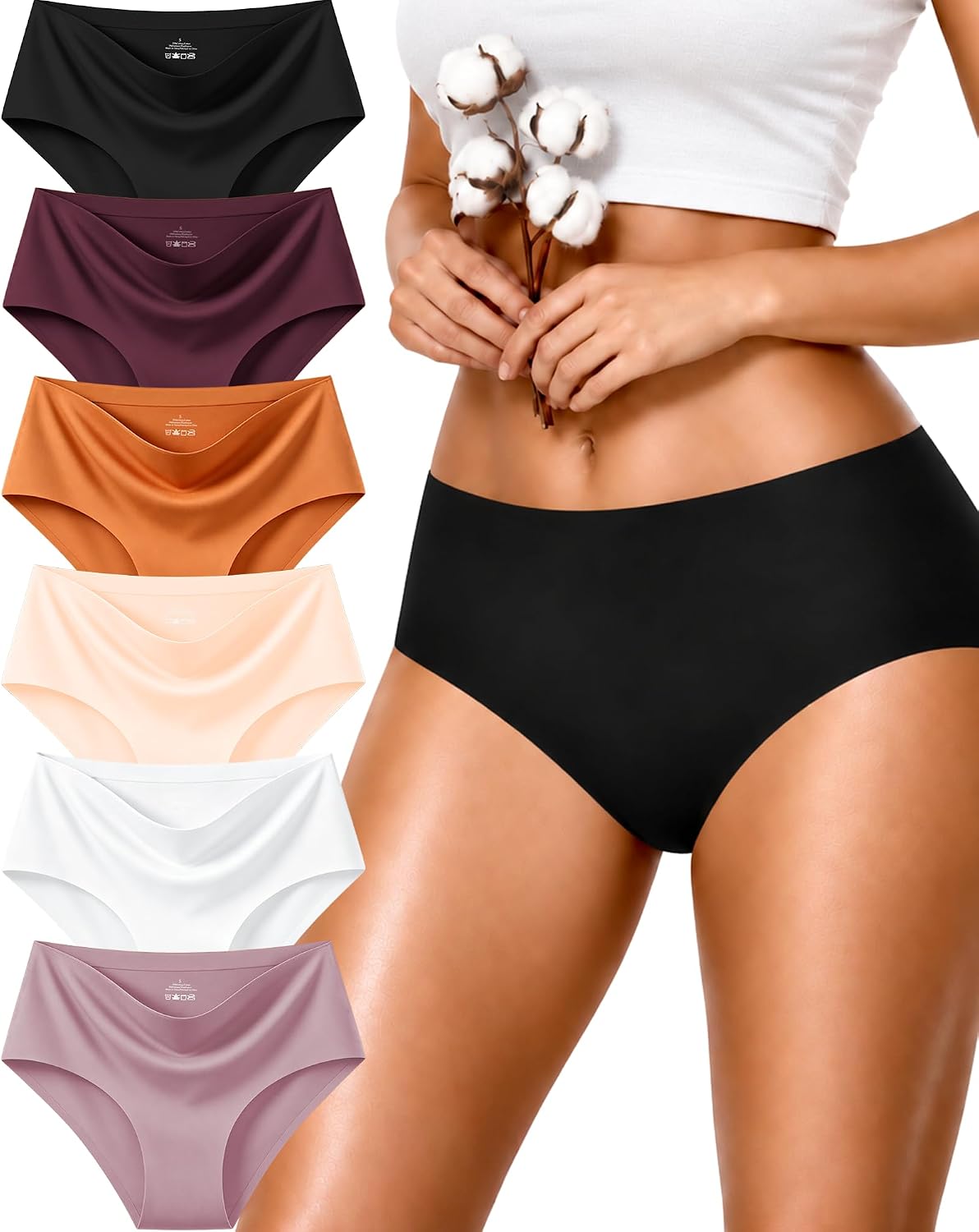UNDER THE SEA Cotton Underwear Womens Breathable Mid Rise Panties 6 Pack