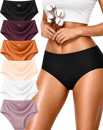 UNDER THE SEA Cotton Underwear Womens Plus Size Mid Rise Panties 6 Pack