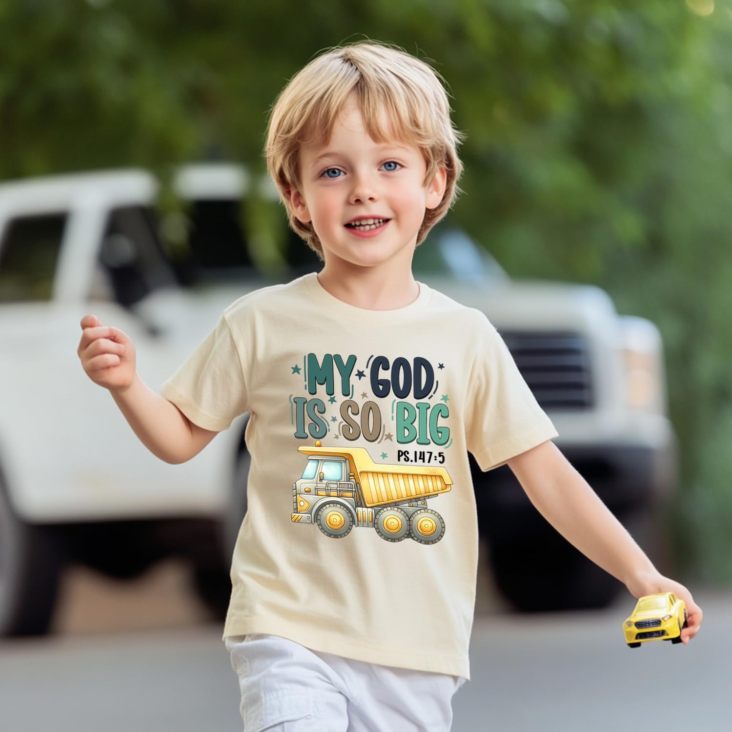 Toddler Dump Truck Shirt Kids My God is So Big Boys Tee Tops Psalm Christian T-Shirt 2-7 Years - Image 4