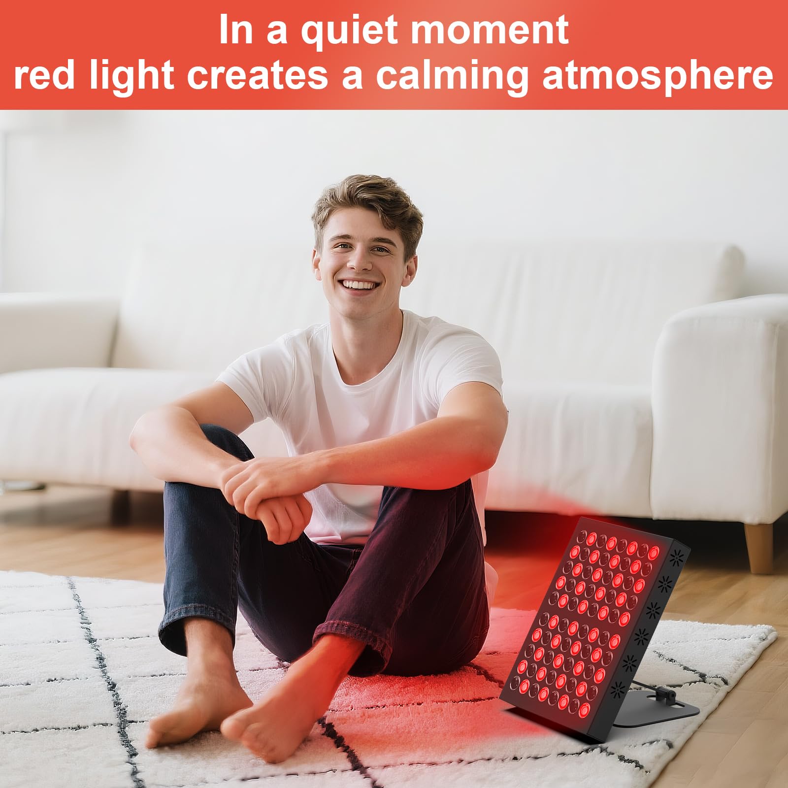 Lámpara de luz roja, Trayvespace 80 LED, 62 W, lámpara infrarroja, 660 nm y 850 nm con temporizador, ajuste de brillo, luz roja infrarroja para el hogar, uso en la oficina