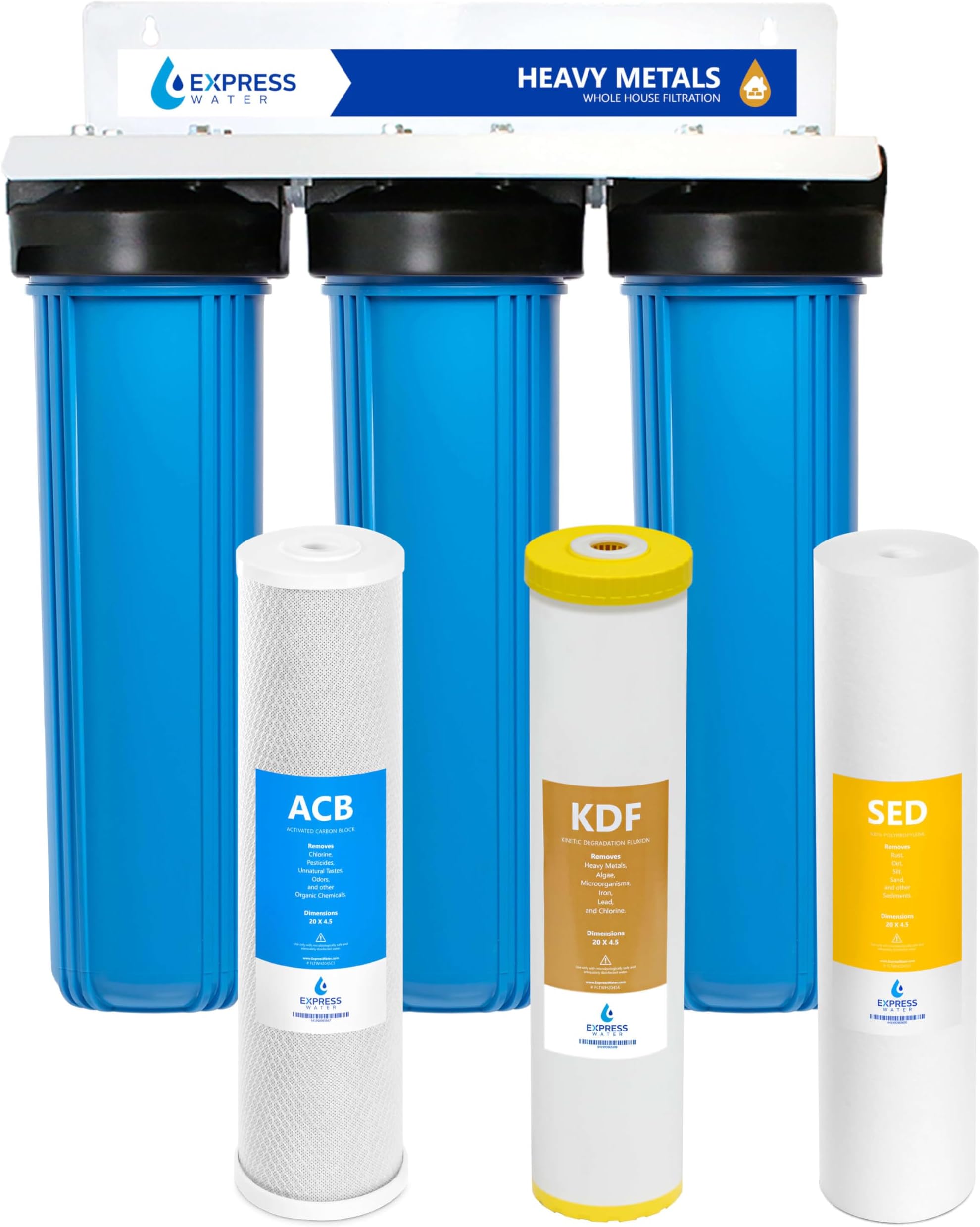 Whole House Water Filter System| Heavy Metal| 3 Stage Water Purifier Whole Home, Top-Tier Heavy Metal Filter Produces Overachieving H2O, Specially Targets Lead, Arsenic, Chromium, Reduces Chlorine