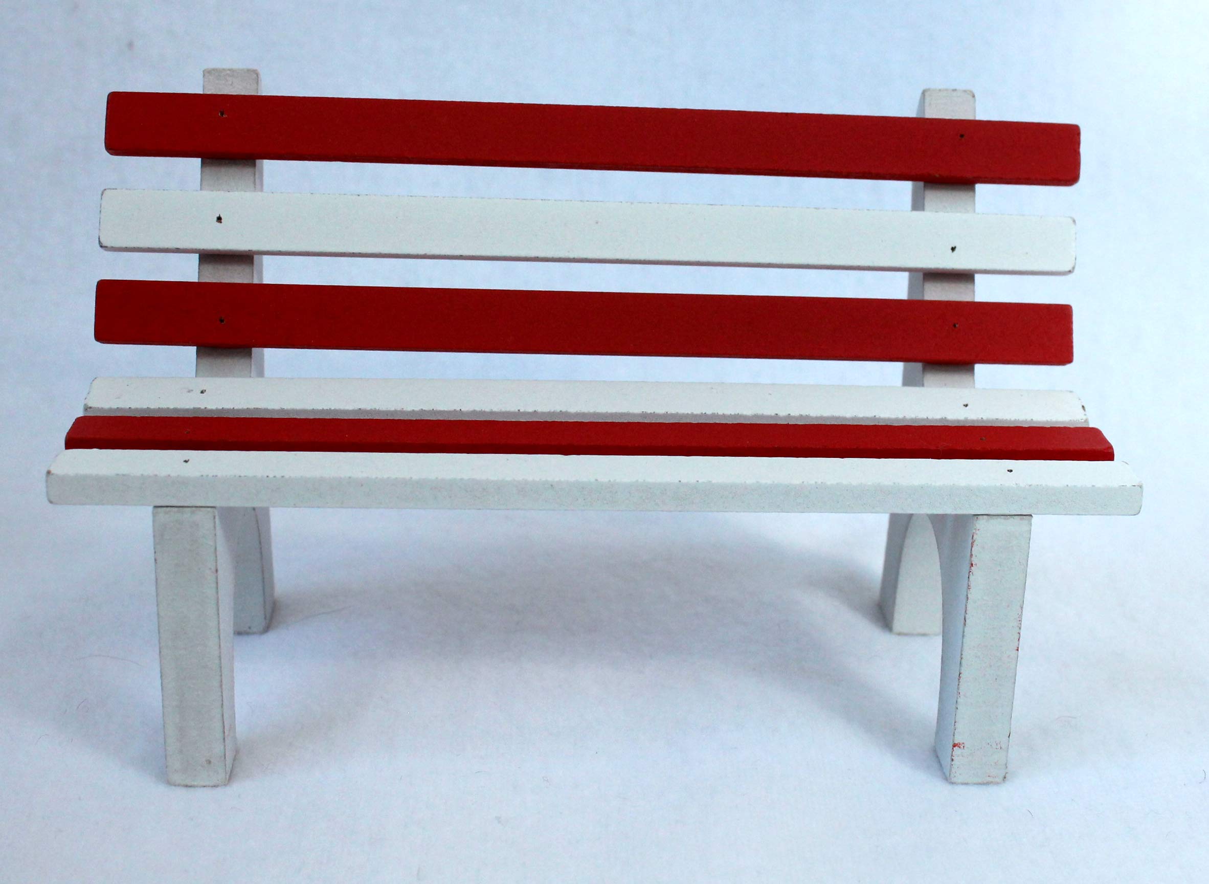 Kleine Holzbank 16 x 10 cm Rot-Weiss Sitzbank für Kantensitzer