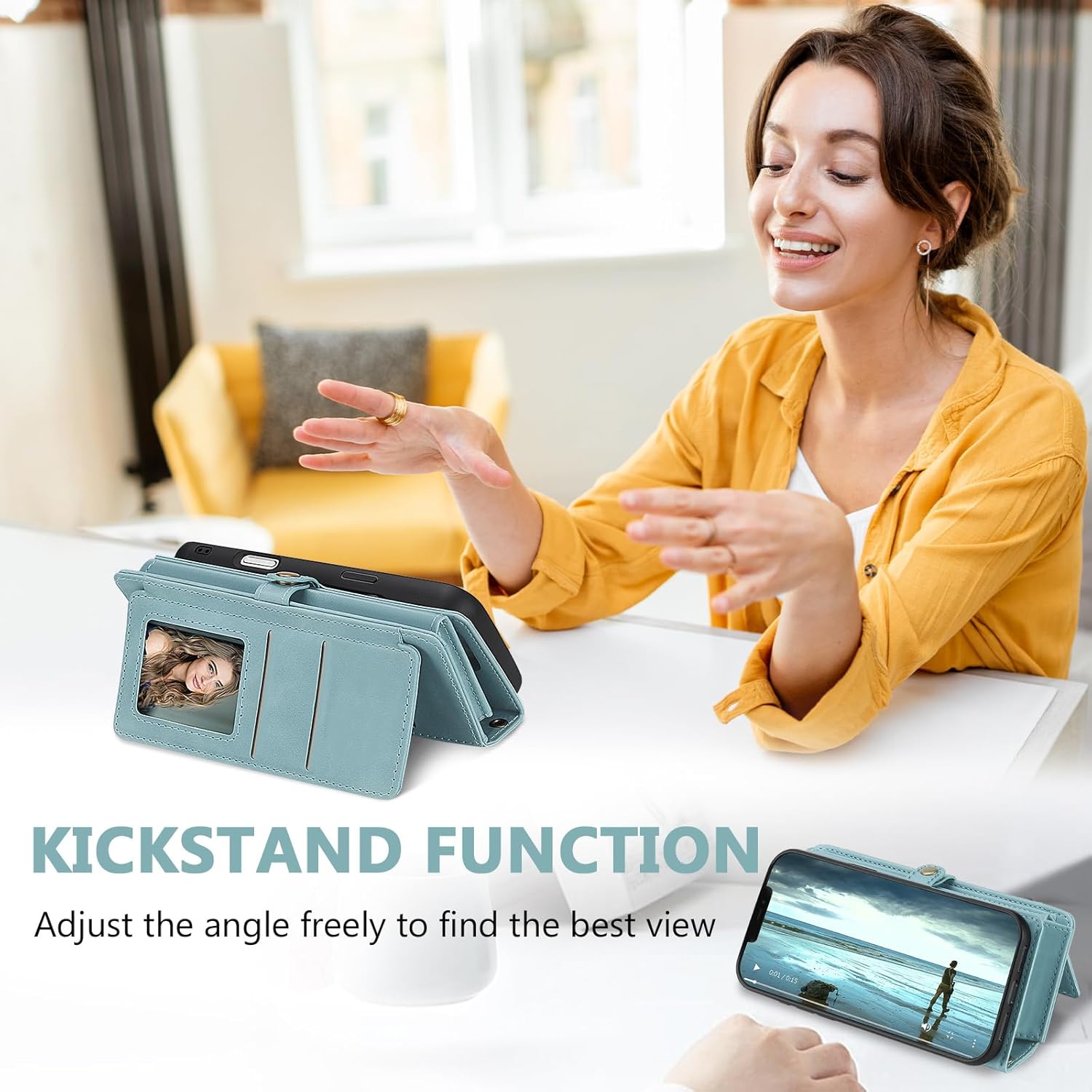 for iPhone 11 Wallet Case with Card Holder/Crossbody Wallet/Strap,[RFID Blocking][Magnetic] PU Leather Shockproof Protective Cover iPhone 11 Phone Case 6.1”,Blue - Image 5