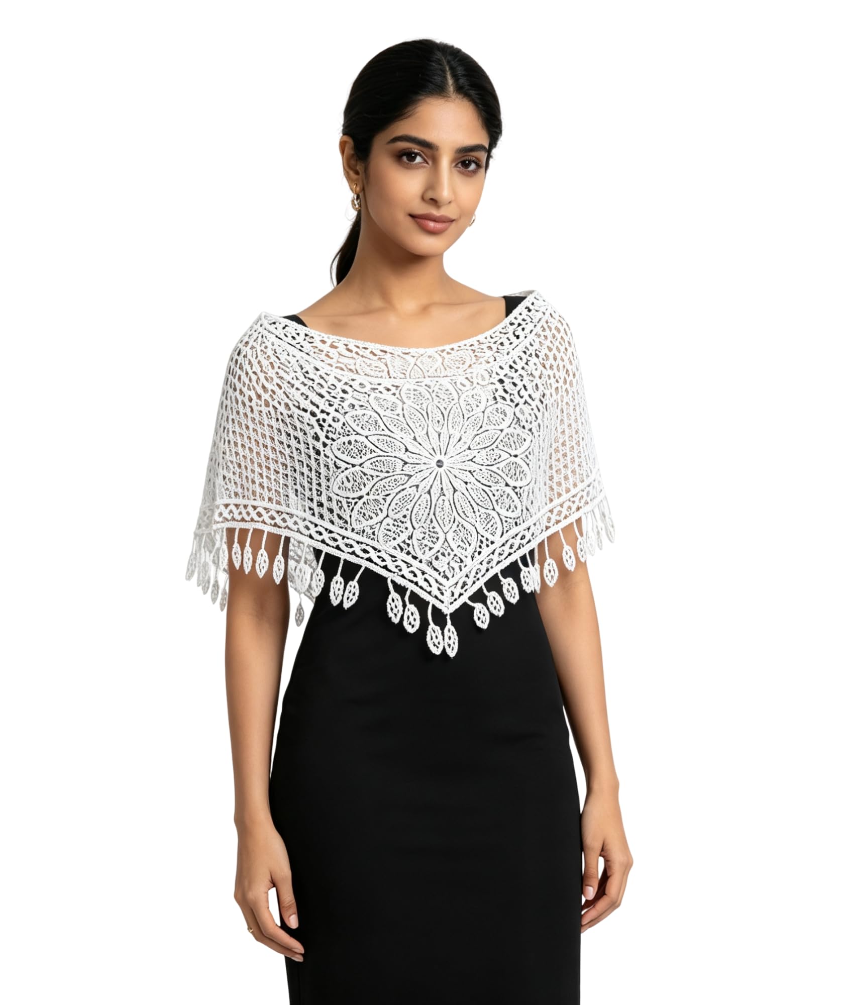 Sunflower Hollow Out Lace Shawl, Stylish Shrugs For Women, Soft Lace Tops, Light Beachwear For Daily Casual Strolls And Seaside Vacation Outfit Matching-image-25
