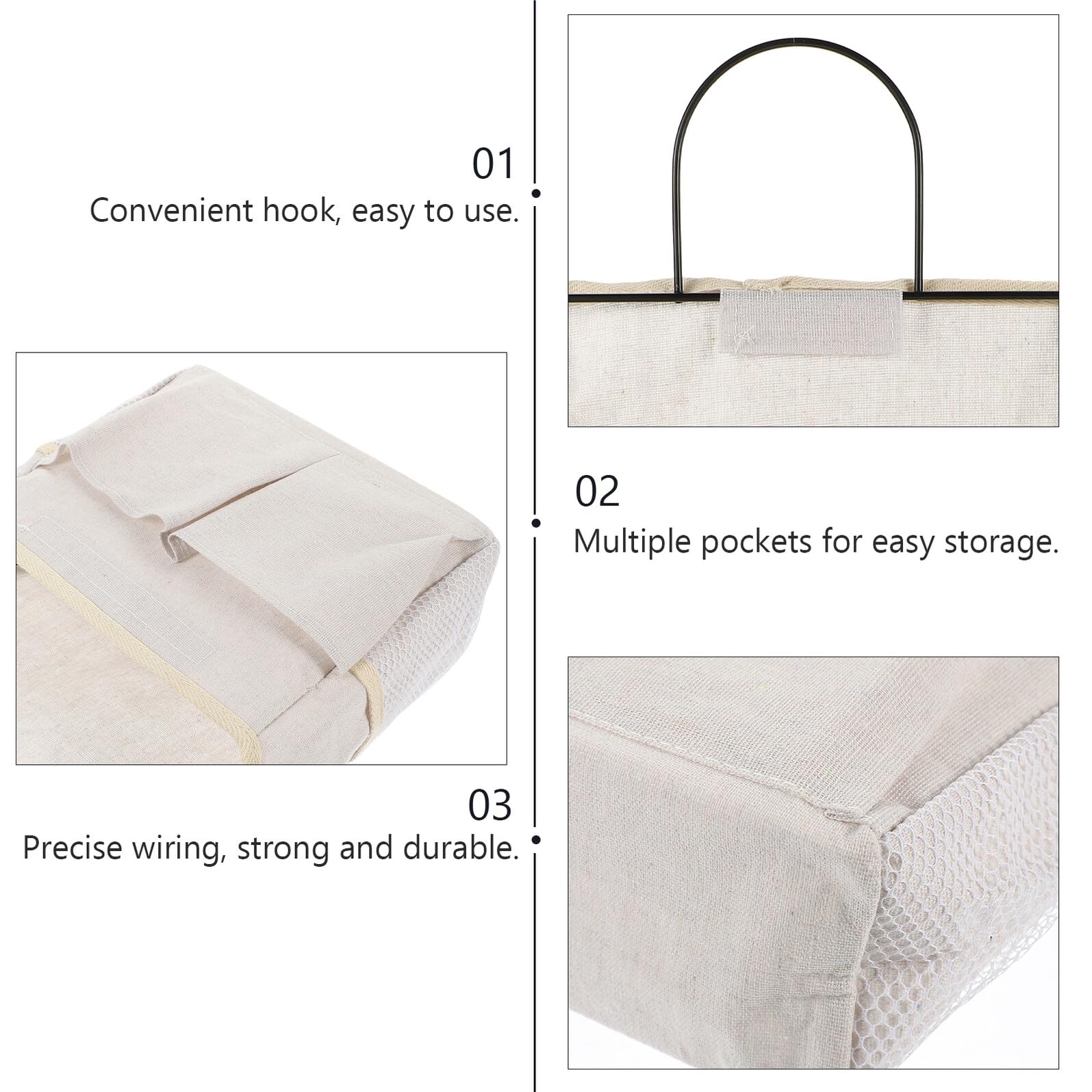 Organizador de Puerta de Armario 2piezas Beige de Lona Estructura de Hierro, Bolsa para Colgar Pared sin Taladro, Adecuado para Organizar Artículos del Hogar