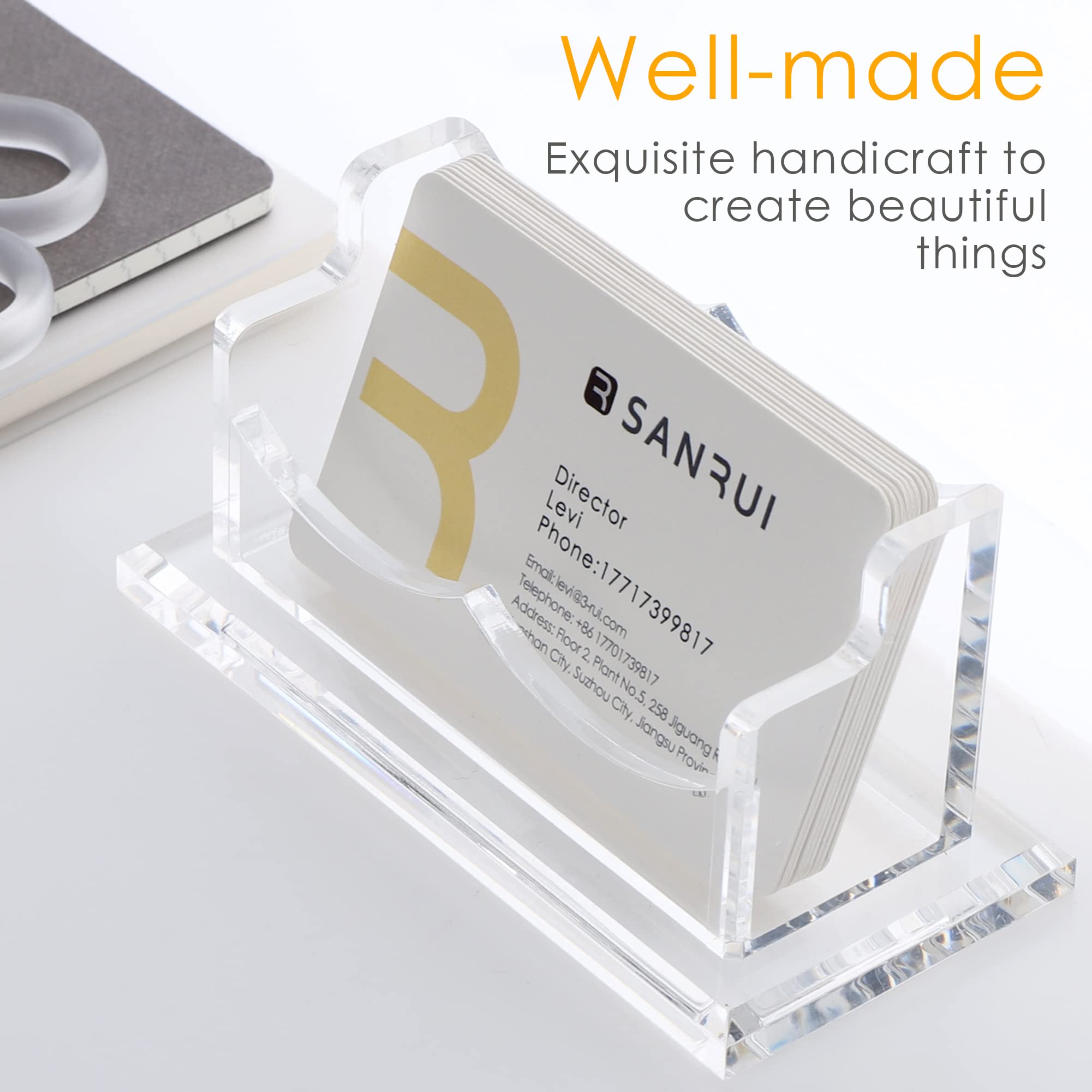 Clear Acrylic Business Card Holder - Desk Organizer -7