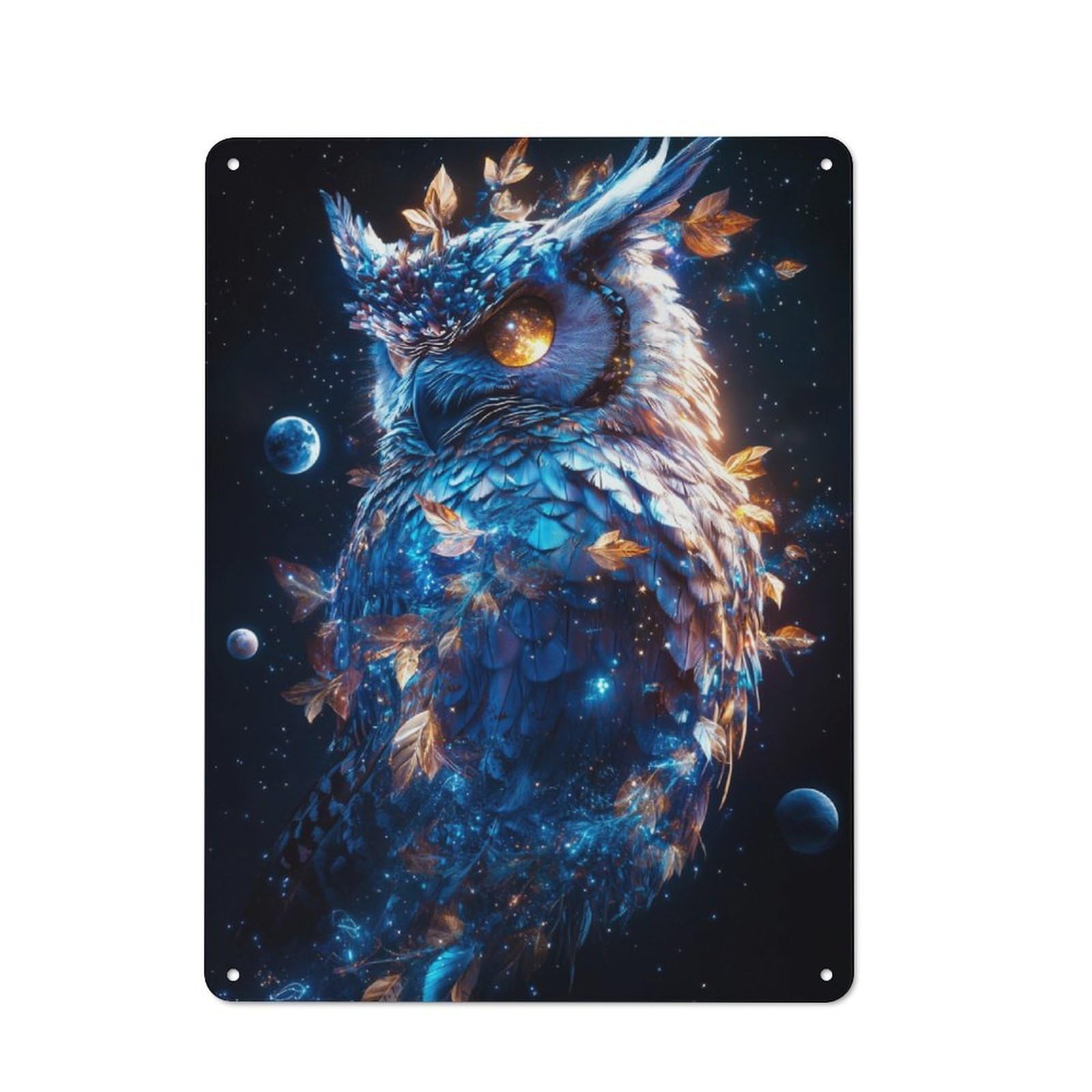 Junmoney Cosmic Wonder Owl Vintage Cafe Metal Sign 40X30cm Featuring Bistro Wall Plaque For Cafe, Bistro, Bakery Or Restaurant