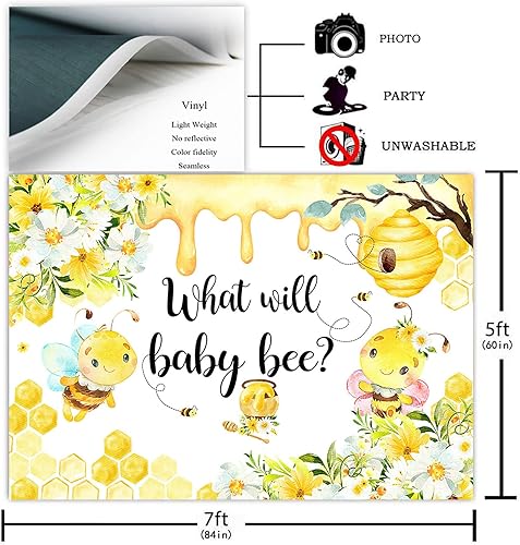 Miniatura 2 de Avezano Fondo de revelación de género de abeja con diseño de panal de abeja, girasol, abejorro o abeja de miel, lo que hará la abeja bebé,