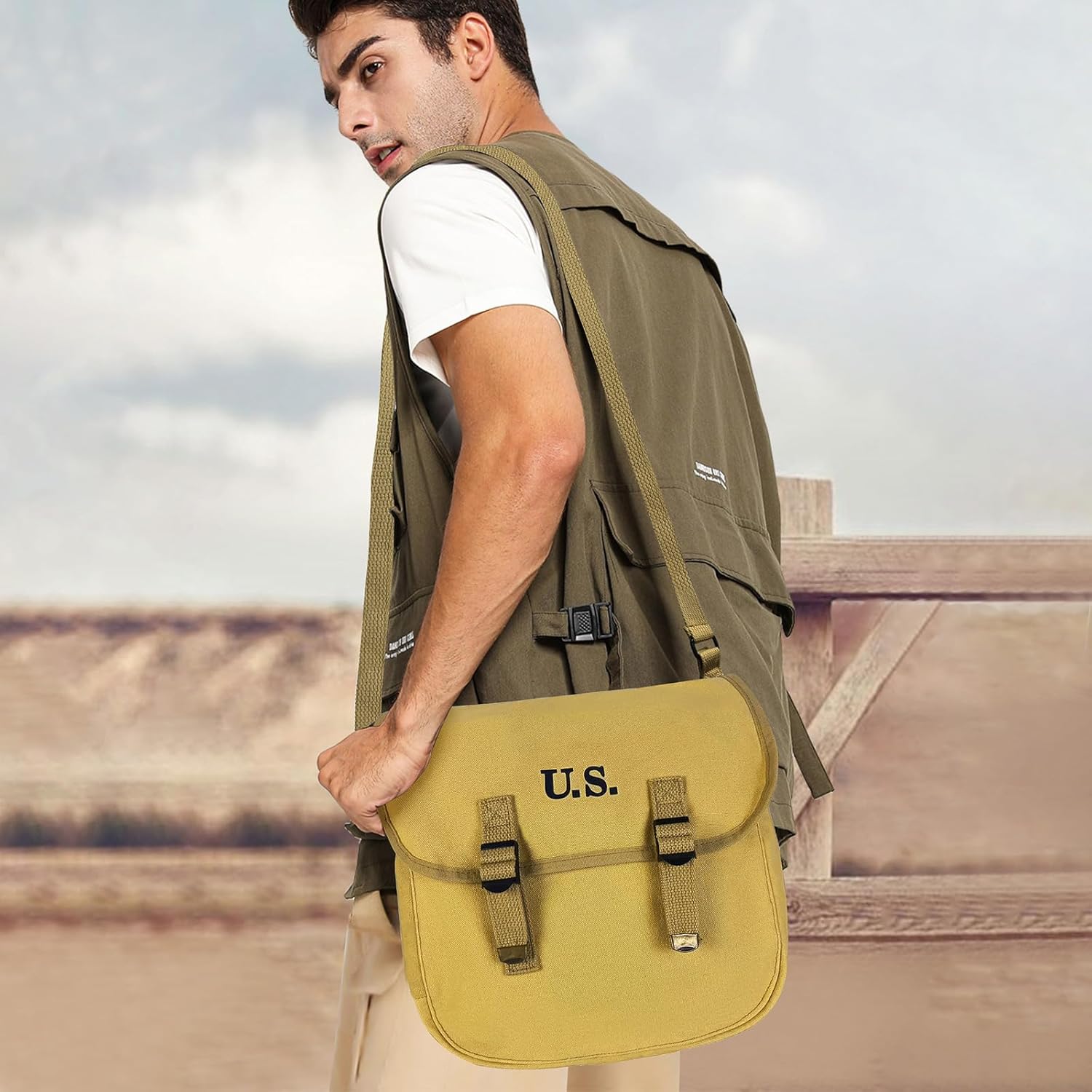 SUNRISING WW2 Gaiters for Men and Canvas Messenger Bag Reproduction