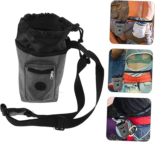 Miniatura 8 de VICASKY Bolsa de tiza bouldering gris con cinturón antideslizante para escalada en roca, senderismo, gimnasio, entrenamientos para levantamiento de