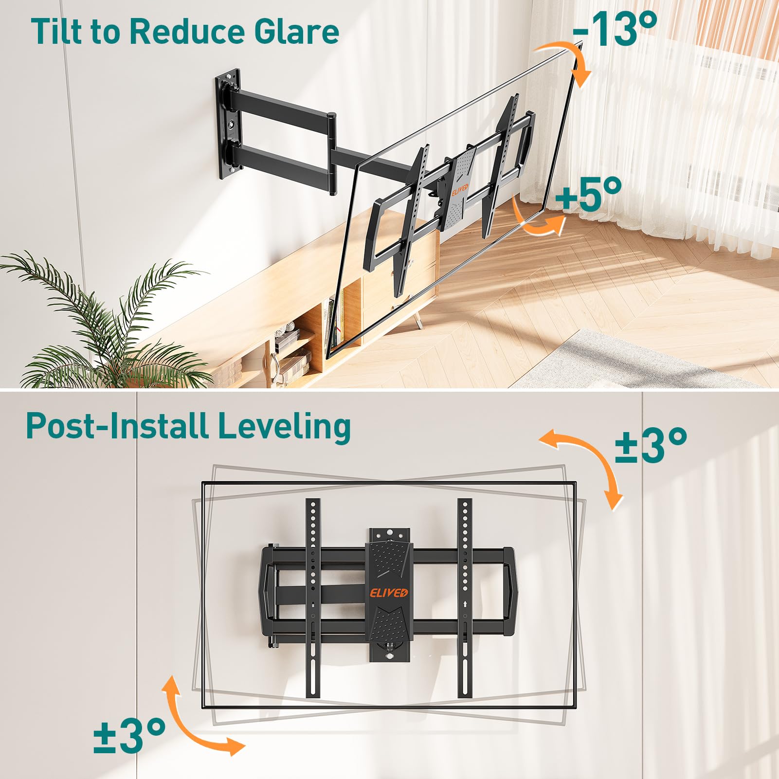 ELIVED Supporto da parete per TV a braccio lungo, EV1036-DE
