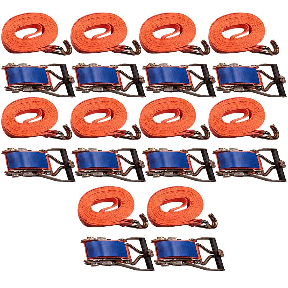 10 Stück 5000kg 6m Spanngurte mit Ratsche 2 teilig zweiteilig mit Haken Ratschengurt Zurrgurte 50mm 5000 daN 5t für die professionelle Ladungssicherung (6M, 5T)