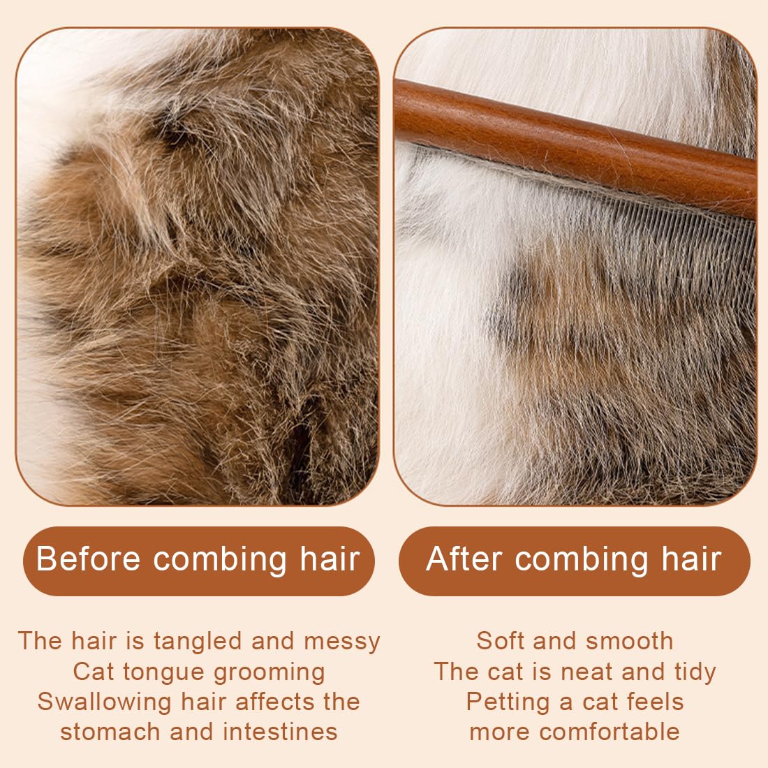 3 pièces Brosse Chat Poil Long, Brosse Chien Poil Long, Peigne Chat Poil Long, Brosse pour Chat en Acier Inoxydable, pour Enlever Les Poils Noués ou Morts