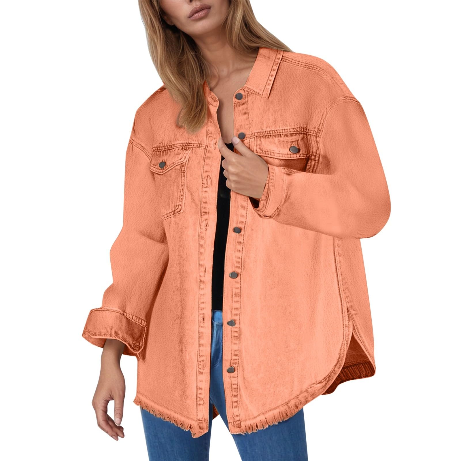 Chaqueta Vaquera Mujer Corta, Chaquetas De Mezclilla Corta Camisa Vaquera Blusa Estilo Western Manga Larga Túnica Abotonada Chaqueta De Entretiempo Chaqueta Mujer Talla Grande Chaqueta Universitaria
