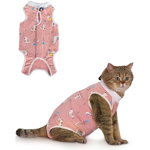 ANWA Cat Recovery Suit, Breathable Cat Onesie After Surgery, Kitten Surgery Recovery Suit, Female Abdominal Wounds