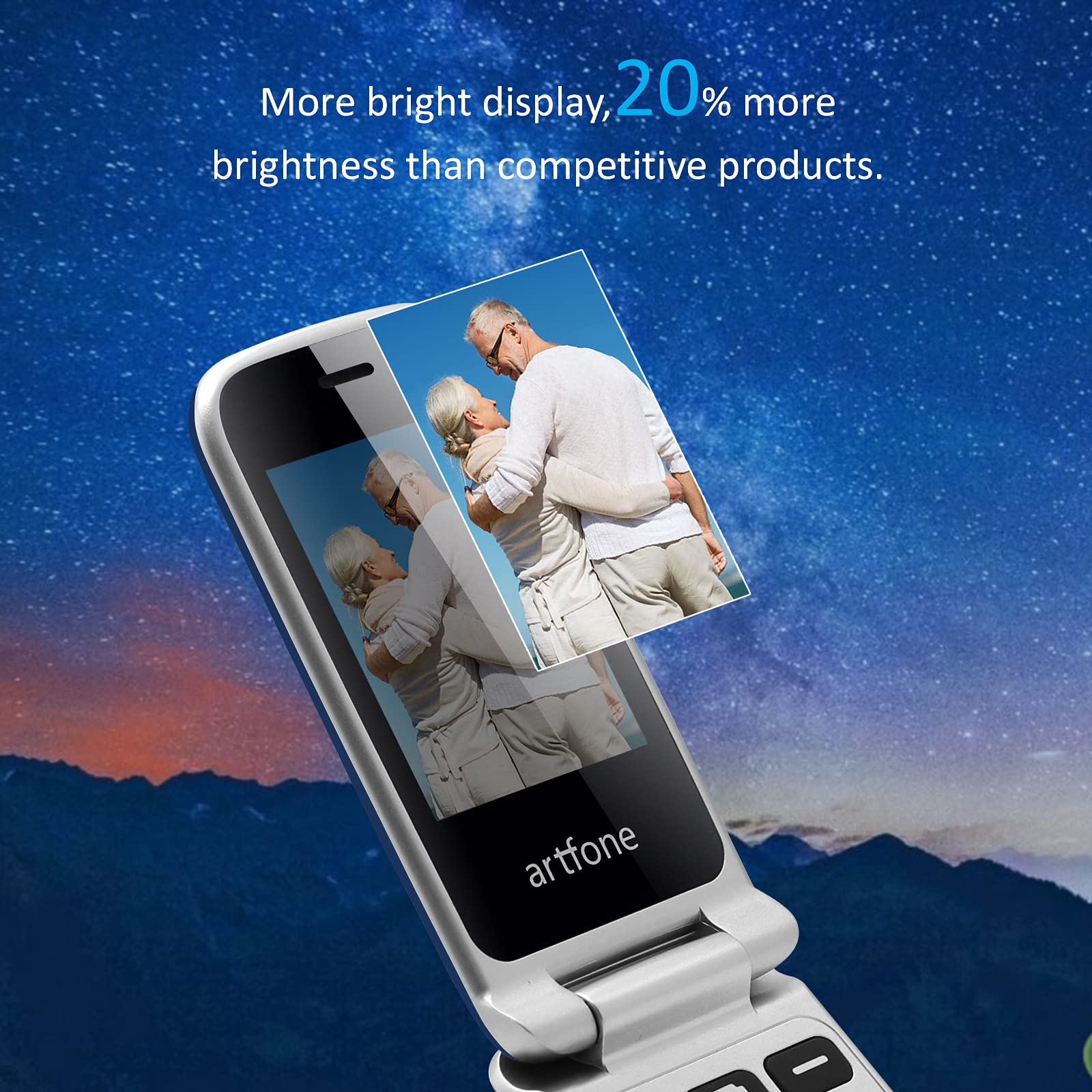 artfone Telefono Cellulare per Anziani, Flip Cellulare Anziani con Tasti Grandi | Funzione SOS | 2,4" Display | Supporto SIM Doppio | Chiamata Rapida and Torcia | 1000mAh Batteria Lungo Standby, Blu