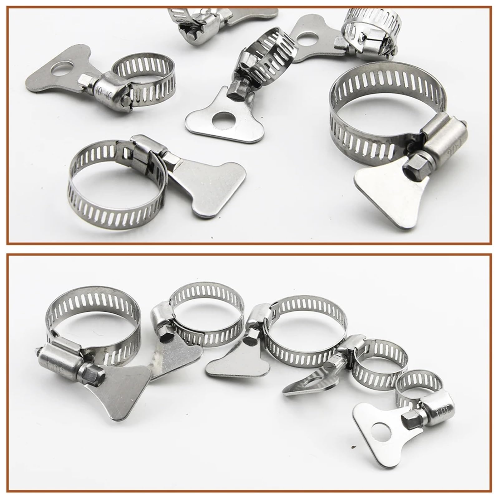 Abrazadera de manguera con engranaje helicoidal, ajustable, de 6 a 95 mm, de acero inoxidable, for tuberías de agua, mecánica automotriz, 2 a 10 unidades(13-19mm 10pcs)