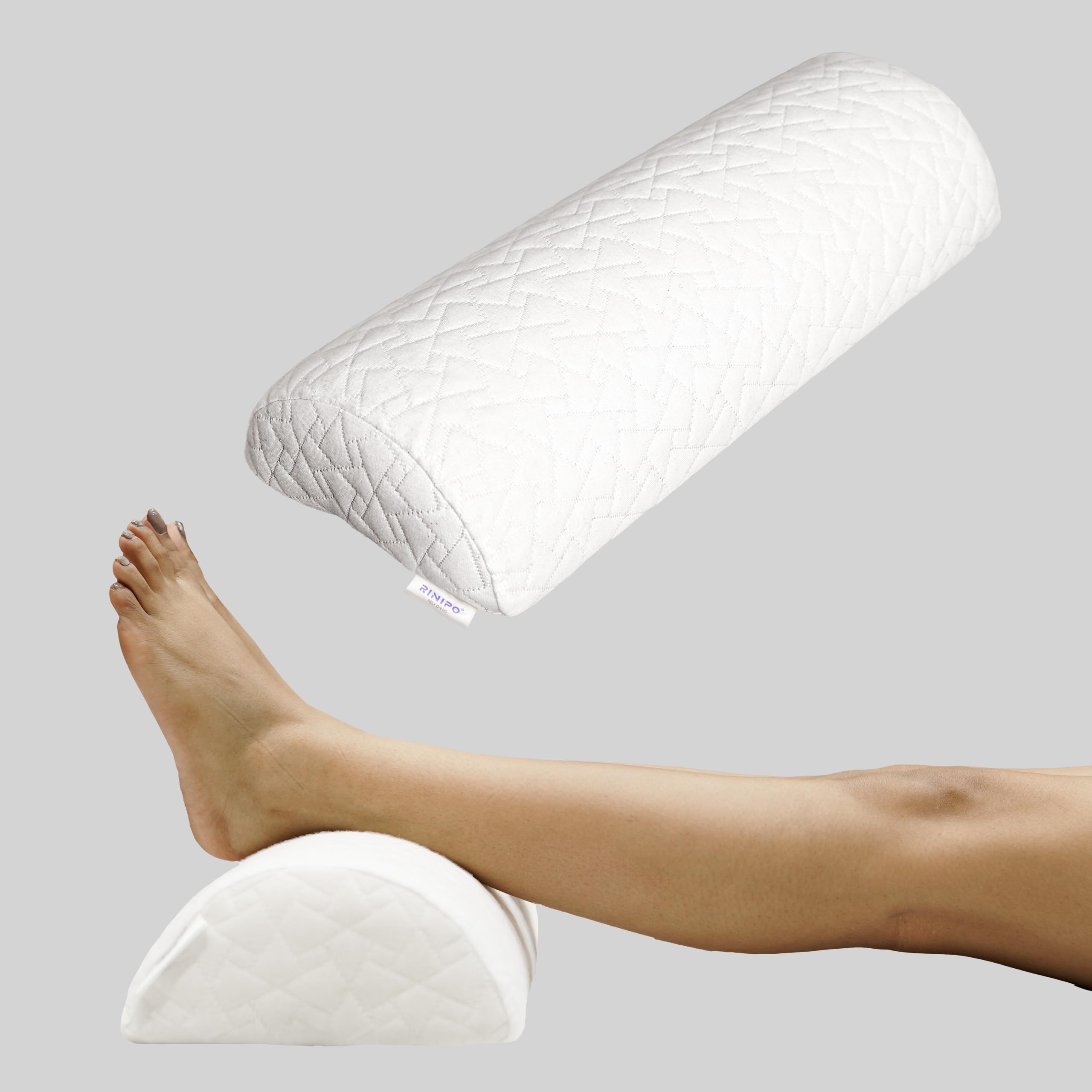 Contour Knee Spacer Bolster for Hip Alignment | Foot Rest for Office Chair Sitting | Ankle Elevation for Swelling Recovery | Back Pain Comfort Support Roll with Removable Cover – White