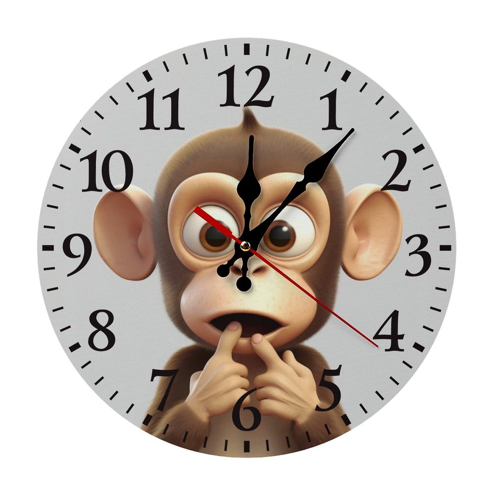 NTVOWPZO 10 Inch Wall Clock The Silent Monkey Battery Operated Wall Clocks Silent Non-Ticking Round Wall Clock for Living Room Kitchen Home Office Wall Decorative Clock