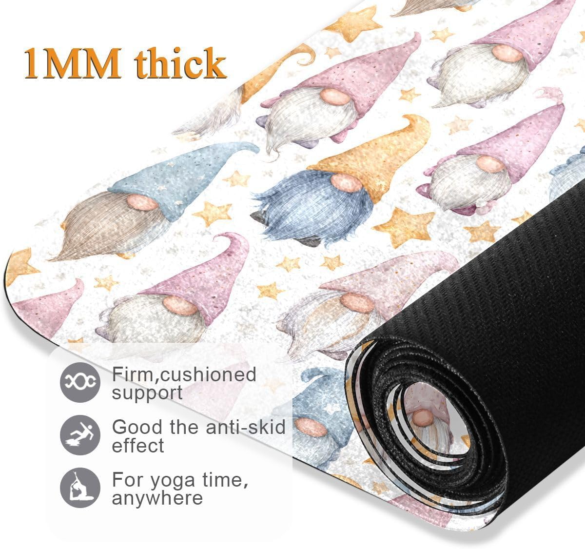 ALAZA Dwarf Stars Pattern Yoga Mat Non Slip Fitness Exercise Mat, Workout Mat for Yoga, Pilates and Floor Exercises