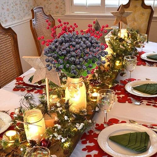 Miniatura 6 de DILATATA Tallos de bayas artificiales de bayas artificiales de bayas de acebo de 12 pulgadas para festivales, manualidades de vacaciones y