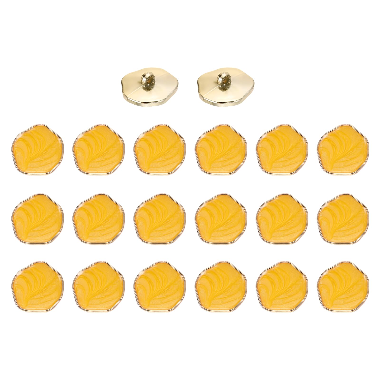 sourcing map 20Pcs Shank Buttons, 25mm/1" Irregular Vintage Decorative Sewing Buttons Fastener Accessories for Clothing Coat Suit Cardigan Crafts Decoration, Yellow