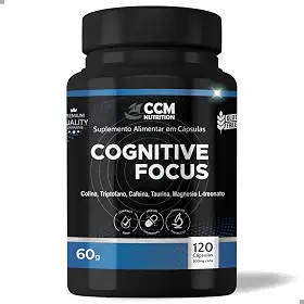 Cognitive Focus 120 Cápsulas Memória e Concentração Multivitaminico Foco Clareza Mental com Cafeina Magnesio Triptofano Taurina Colina