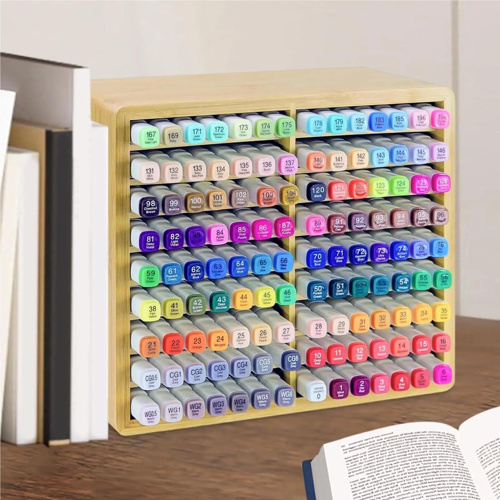 Bambus-Stifthalter Art Marker Organizer, tragbarer Pinsel-Aufbewahrungshalter for Klassenzimmer, Heimregale