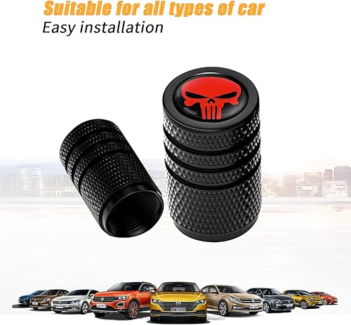 Miniatura 7 de Ajxn Paquete de 4 tapas de válvula de neumático de calavera, tapa universal de válvula de aire de neumáticos de automóvil, tapas de válvula de aire