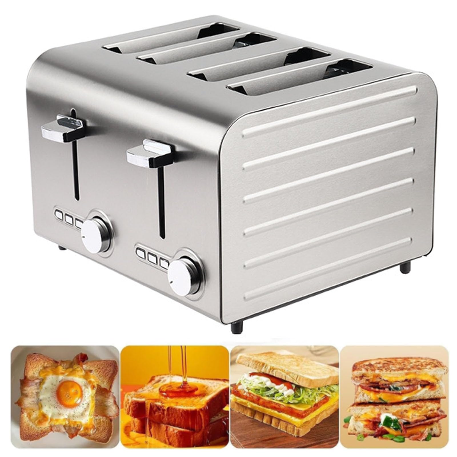Tostadora comercial de acero inoxidable, 4/6 rebanadas con 7 niveles, tostadora de alto volumen para restaurantes y familias numerosas