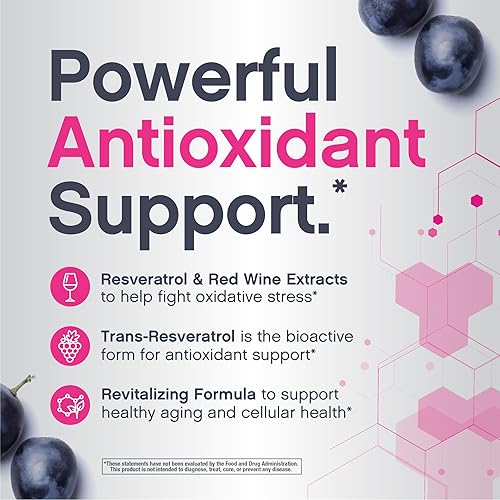 Miniatura 6 de NeoCell Complejo de resveratrol 1800 mg  180 cápsulas  Fórmula revitalizante  Potente suplemento antioxidante  Extracto de uva y vino tinto