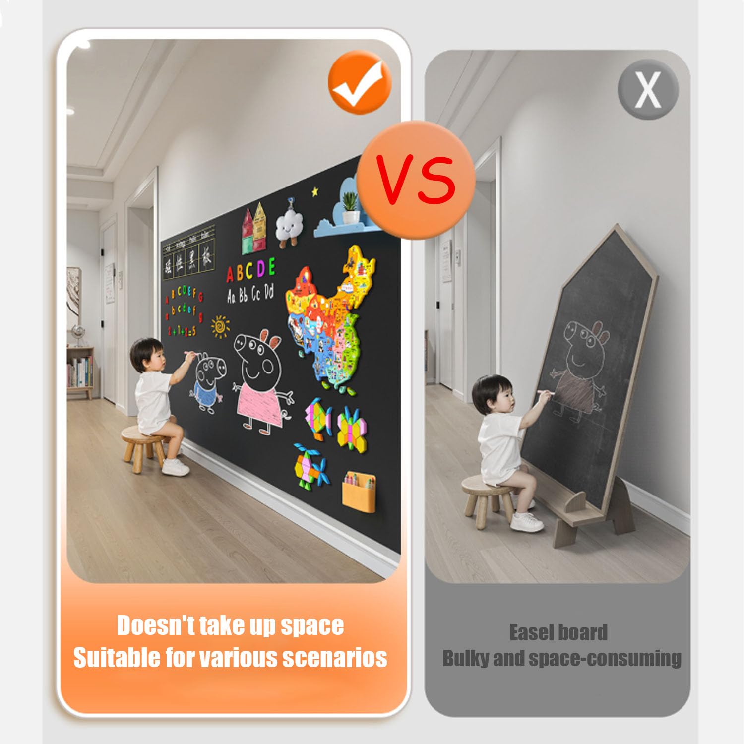 Pizarra Magnética 60 * 100 Cm, Adecuada Para Escuelas, Hogar, Oficina y Otras Superficies Lisas, Incluye Un Generoso Paquete De Regalo, Adhesivos De Pizarra Magnética Diy, Material Ecológico
