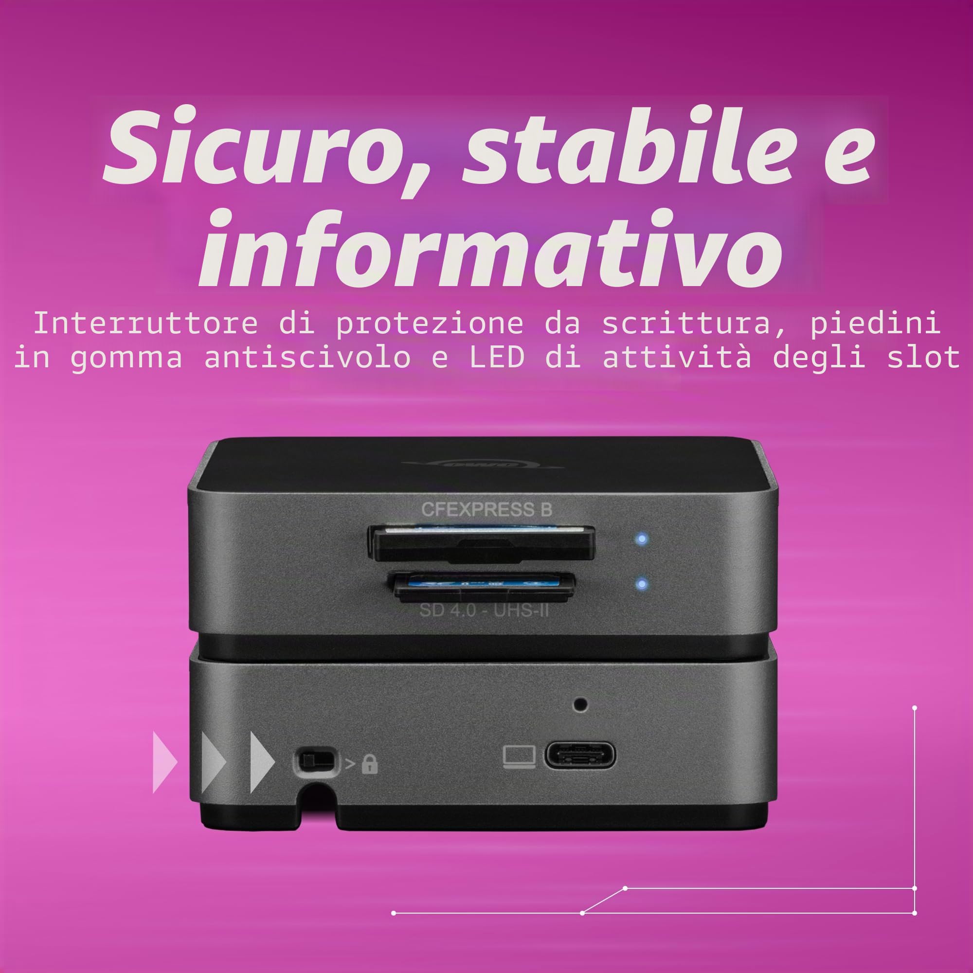 OWC Atlas Dual CFexpress + lettore di schede SD, USB-C Dual-Slot CFexpress Tipo B e SDXC UHS-II Card Reader, (OWCTCCFXBSDRDR)