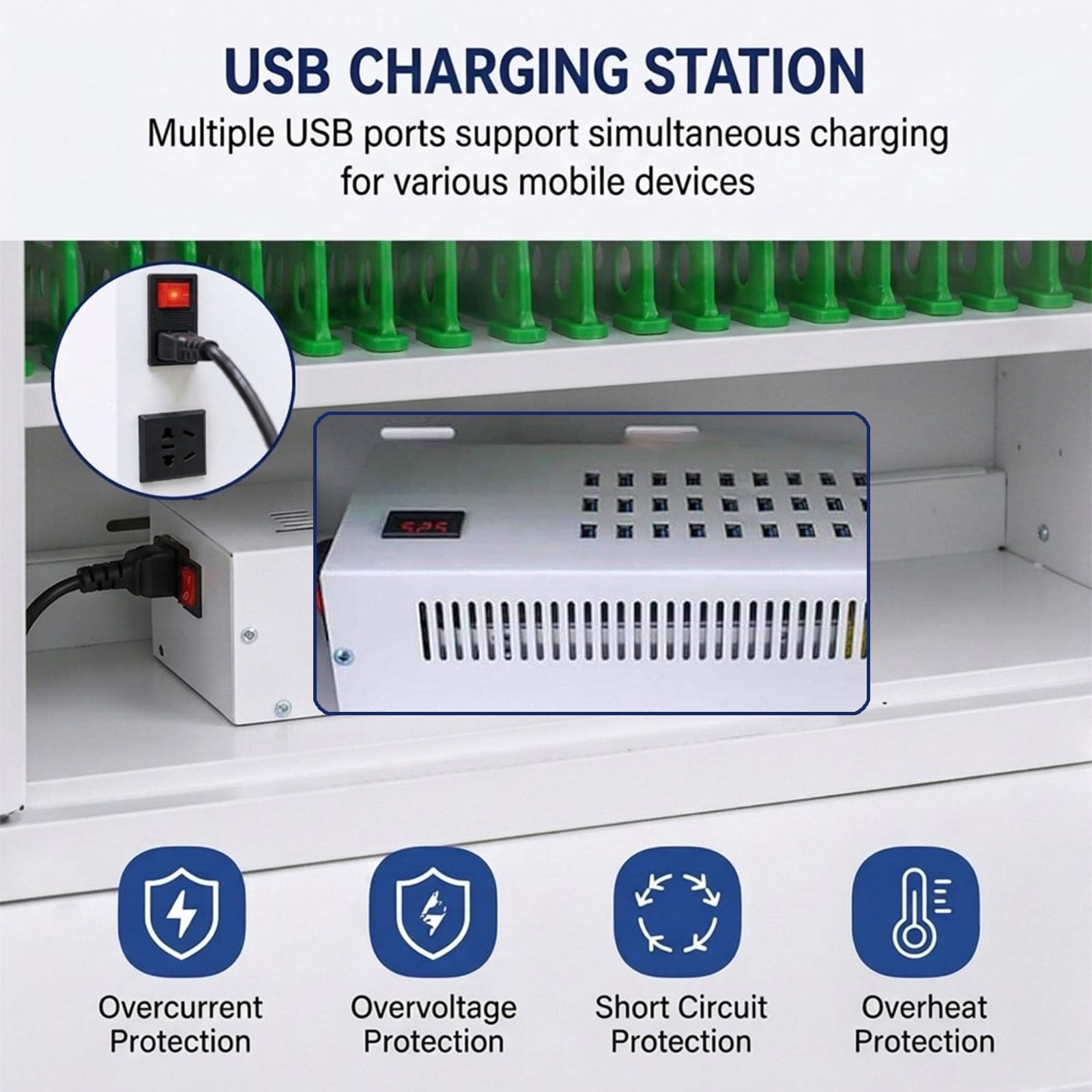 Szafa Do Przechowywania Telefonów z Portami USB, Organizacja 20 30 40 Smartfonów, Idealna Do Szkół Firm Magazynów i Centrów Szkoleniowych(40 SL0T)