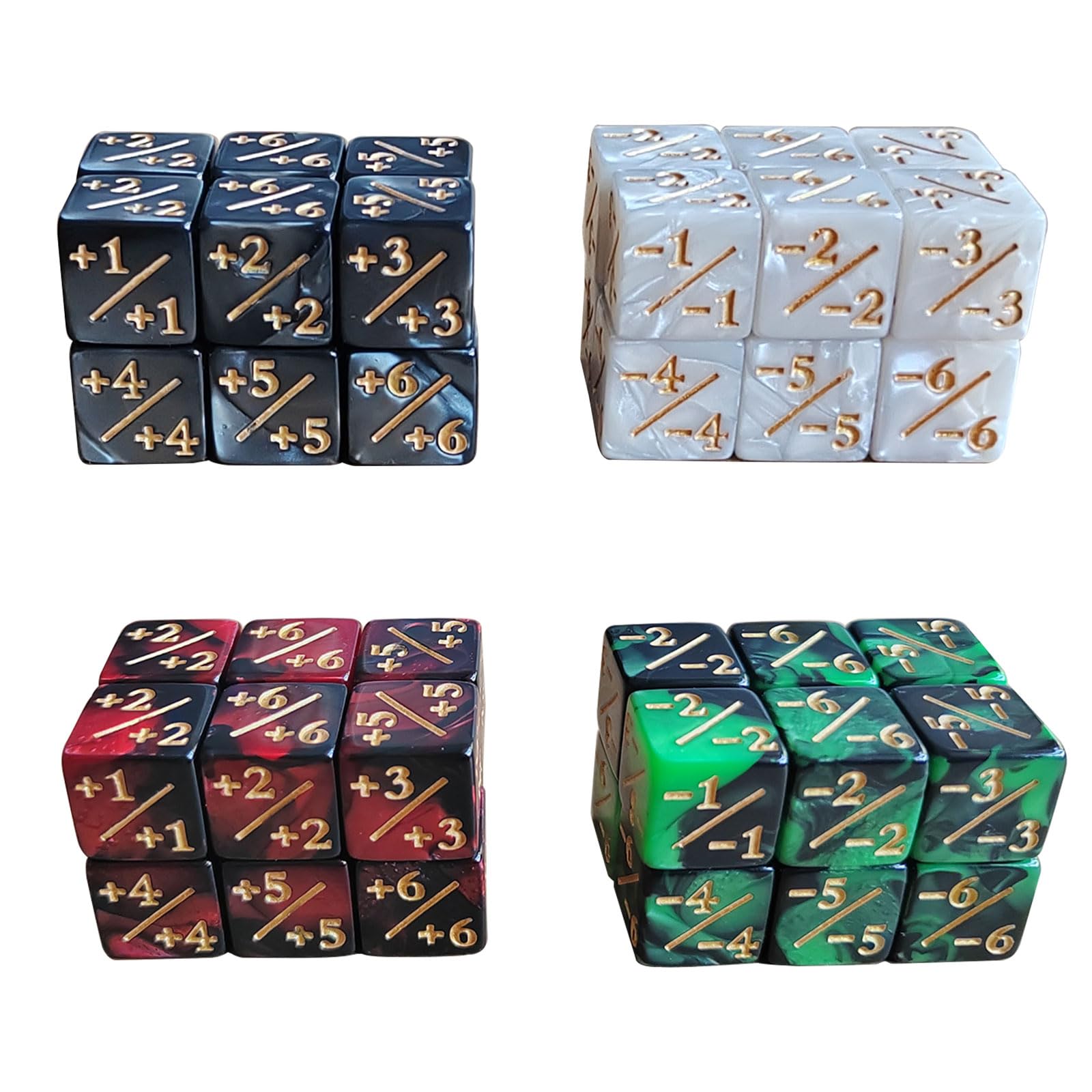 48 Pieces MTG Dices Counter Token Dice Set 16mm Starry Marble Loyalty Dice Cube Buff D6 Dice for MTG, CCG, Card Gaming, 4 Colors