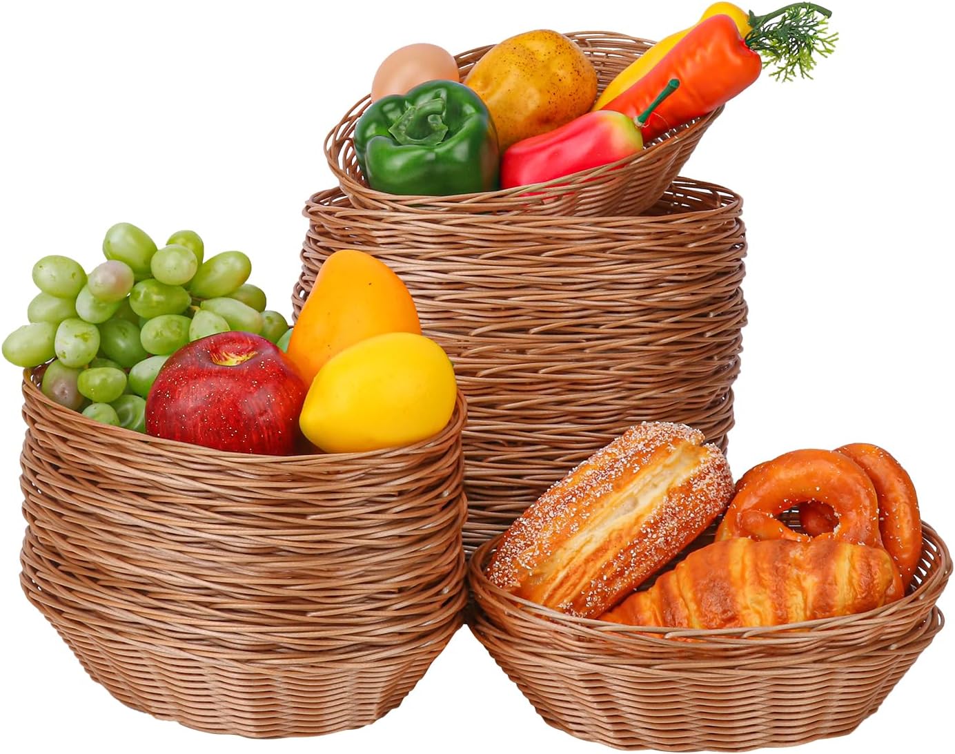 26 Pack 9 Inches Oval Wicker Bread Basket, Woven Serving Baskets, Woven Food Storage Basket for Table, Restaurants, kitchen, Party (9.06 x 5.91 x 2.56 Inch)