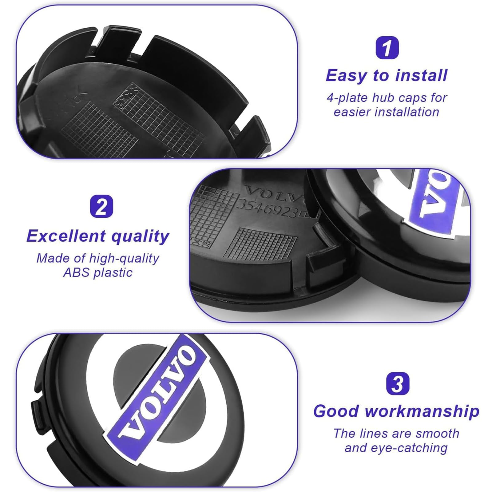 4-tlg. Radnabendeckel Für Volvo XC60 NE 2018-2023 - 60mm Felgenkappen