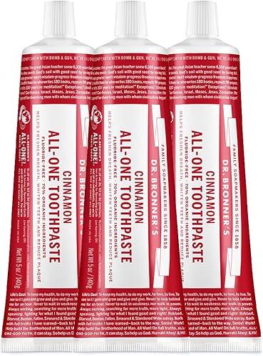 Dr Bronners - Pasta de dientes todo uno canela 5 onzas paquete de 3 - 70 ingredientes orgánicos naturales y eficaces sin fluoruro sin SLS ayuda a disponible en Yaxa Colombia