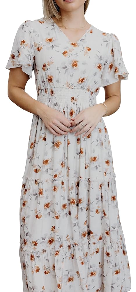 Amazon.com: Mikarose Women's The Eden Flutter Sleeve Tiered