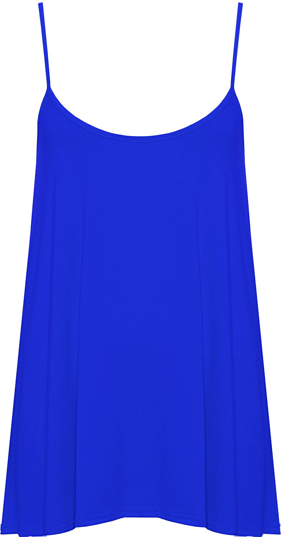 Wearall Women's Royal Blue Plus Size Plain Strappy Sleeveless Swing Cami Vest Top - 20-22