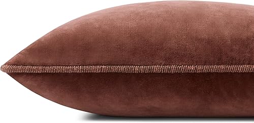 Miniatura 3 de Loloi Almohada Liza, funda de 13 x 21 pulgadas con plumón, canela